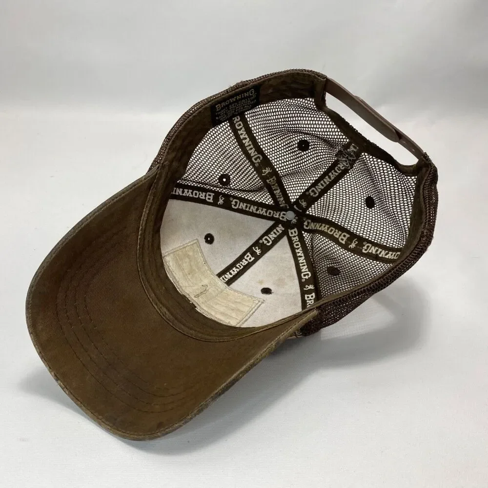 Browning Realtree Mens Cap Hat Brown Camouflage Hunt Outdoor Mesh Snap Back Flag